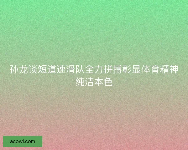 孙龙谈短道速滑队全力拼搏彰显体育精神纯洁本色